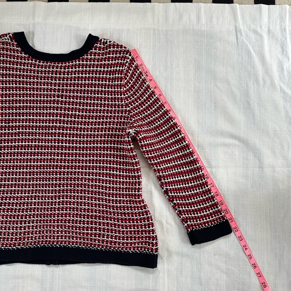 Talbots Blazer Style Cardigan Jacket Sweater Sz M-L Red Blue White Classic - Picture 12 of 14